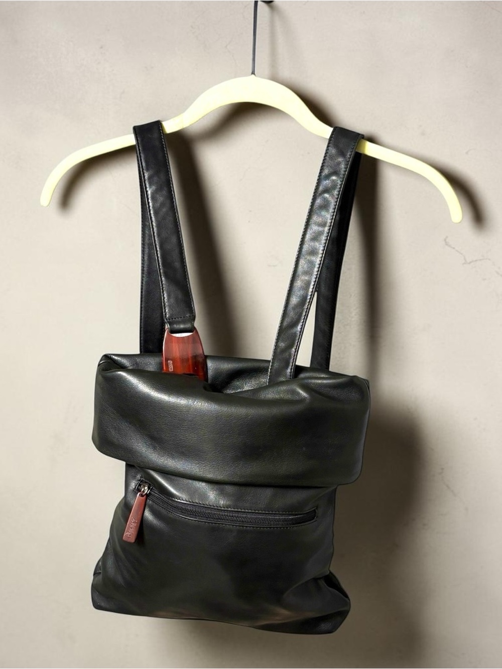 DKNY Black Leather Backpack